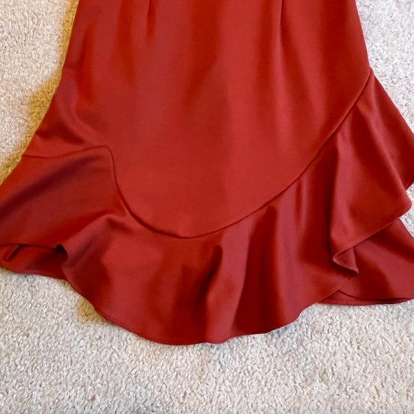 EUC Gianni Bini long sleeve dress w/ruffles, burnt orange, sz 8 - Picture 11 of 15